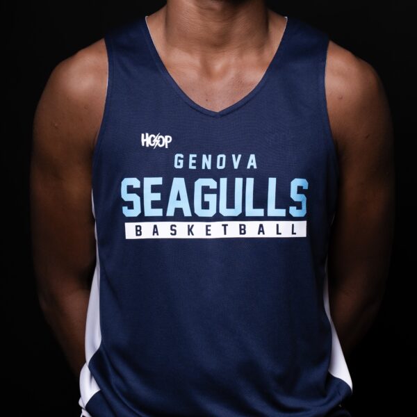 Genova Seagulls Basketball Unisex Double Face Practice Basketball Tank - White/Blue Navy